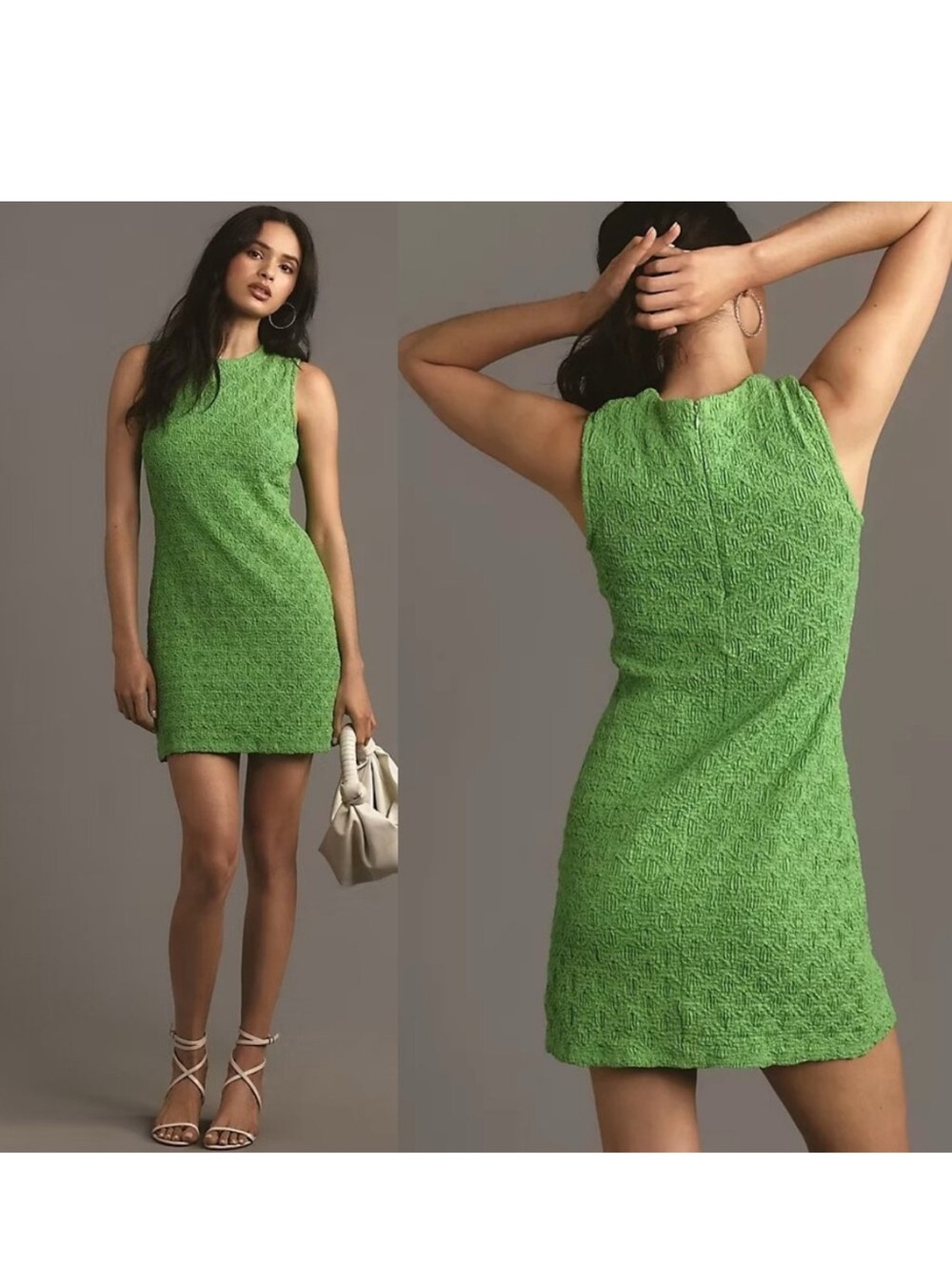 Anthropologie Porridge Textured Slim Knit Mini Dress green size S NWT